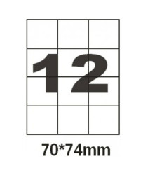 Etichete autoadezive A4, 100 foi, 12 buc, 70*74 mm